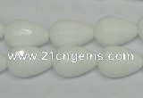 CPB52 15.5 inches 12*16mm faceted teardrop white porcelain beads