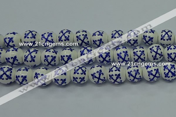 CPB521 15.5 inches 6mm round Painted porcelain beads