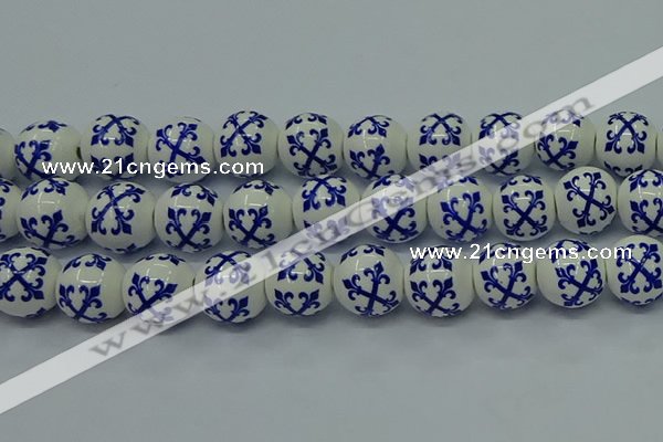 CPB522 15.5 inches 8mm round Painted porcelain beads