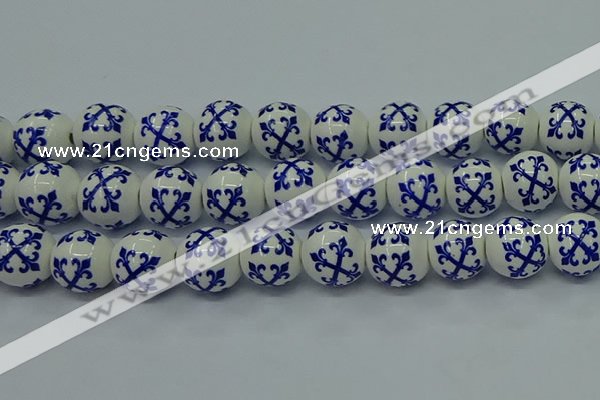 CPB522 15.5 inches 8mm round Painted porcelain beads