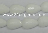 CPB53 15.5 inches 13*18mm faceted teardrop white porcelain beads