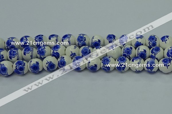 CPB542 15.5 inches 8mm round Painted porcelain beads