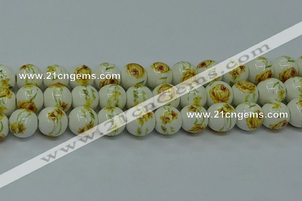 CPB562 15.5 inches 8mm round Painted porcelain beads