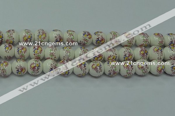 CPB571 15.5 inches 6mm round Painted porcelain beads