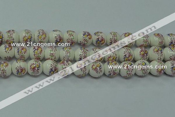 CPB572 15.5 inches 8mm round Painted porcelain beads