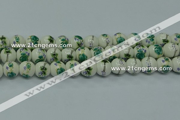 CPB582 15.5 inches 8mm round Painted porcelain beads