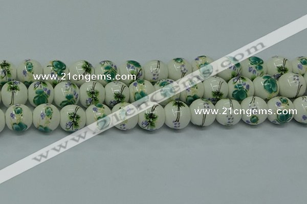 CPB583 15.5 inches 10mm round Painted porcelain beads