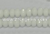 CPB59 15.5 inches 6*10mm faceted rondelle white porcelain beads