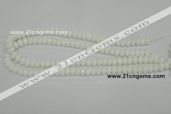 CPB59 15.5 inches 6*10mm faceted rondelle white porcelain beads