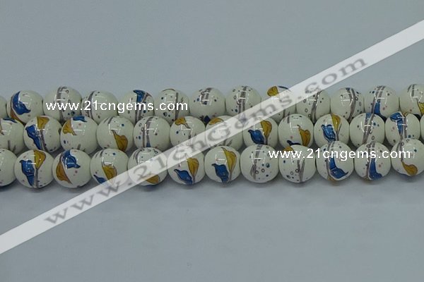 CPB591 15.5 inches 6mm round Painted porcelain beads