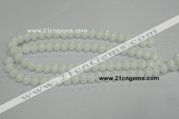 CPB60 15.5 inches 8*12mm faceted rondelle white porcelain beads