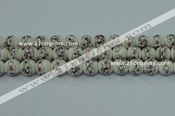 CPB601 15.5 inches 6mm round Painted porcelain beads