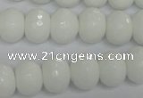 CPB61 15.5 inches 10*14mm faceted rondelle white porcelain beads