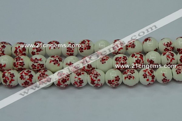 CPB611 15.5 inches 6mm round Painted porcelain beads