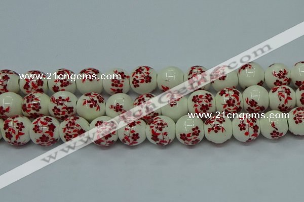 CPB615 15.5 inches 14mm round Painted porcelain beads