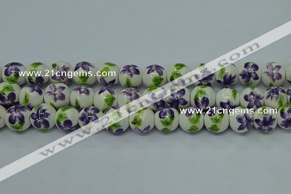 CPB625 15.5 inches 14mm round Painted porcelain beads