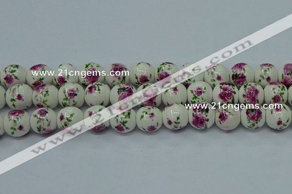 CPB631 15.5 inches 6mm round Painted porcelain beads