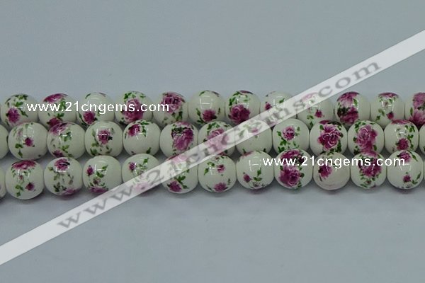 CPB632 15.5 inches 8mm round Painted porcelain beads