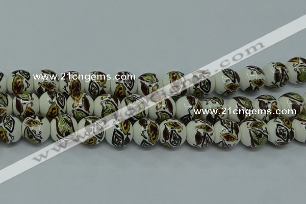 CPB641 15.5 inches 6mm round Painted porcelain beads