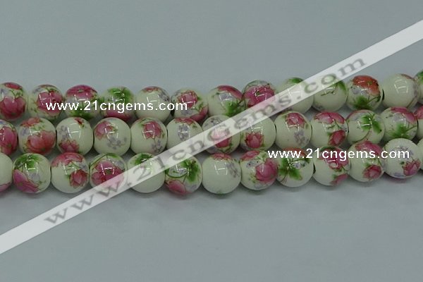 CPB651 15.5 inches 6mm round Painted porcelain beads