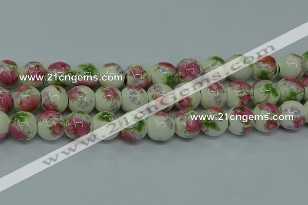 CPB653 15.5 inches 10mm round Painted porcelain beads