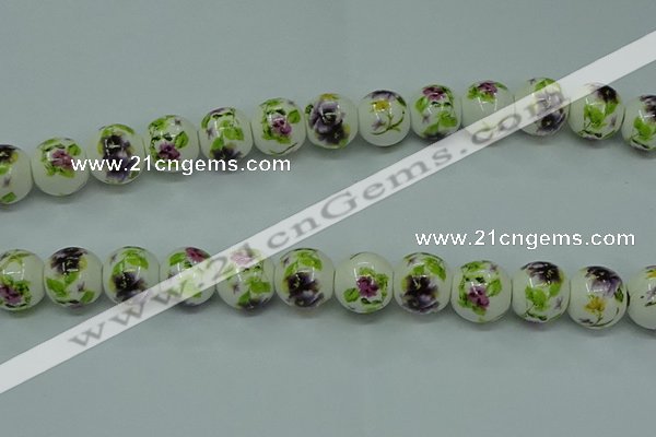 CPB661 15.5 inches 6mm round Painted porcelain beads