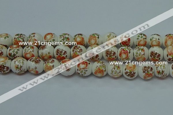 CPB671 15.5 inches 6mm round Painted porcelain beads