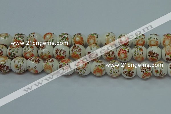 CPB675 15.5 inches 14mm round Painted porcelain beads