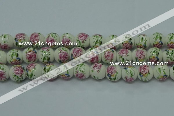 CPB681 15.5 inches 6mm round Painted porcelain beads