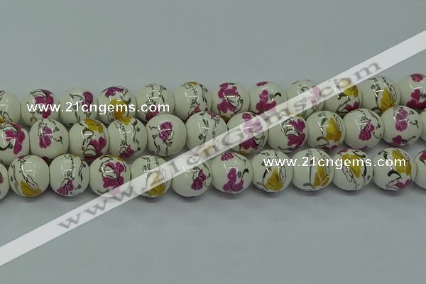 CPB692 15.5 inches 8mm round Painted porcelain beads