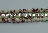 CPB701 15.5 inches 6mm round Painted porcelain beads