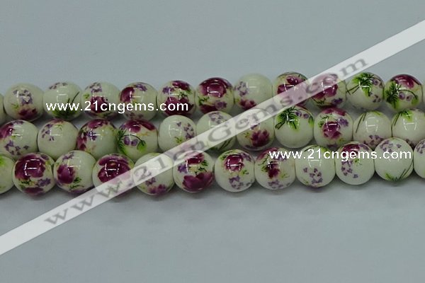 CPB701 15.5 inches 6mm round Painted porcelain beads