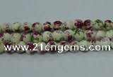 CPB702 15.5 inches 8mm round Painted porcelain beads