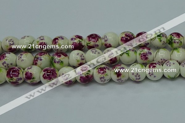 CPB702 15.5 inches 8mm round Painted porcelain beads