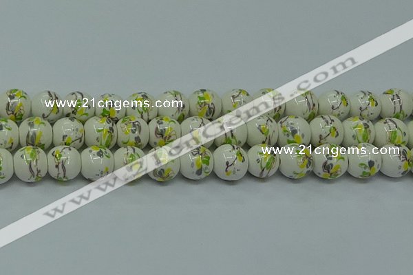 CPB721 15.5 inches 6mm round Painted porcelain beads