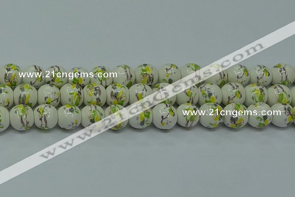 CPB722 15.5 inches 8mm round Painted porcelain beads