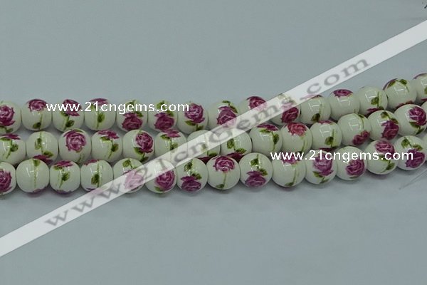 CPB743 15.5 inches 10mm round Painted porcelain beads