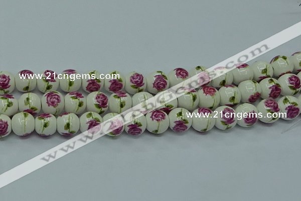 CPB745 15.5 inches 14mm round Painted porcelain beads