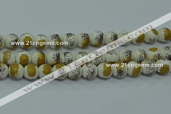 CPB752 15.5 inches 8mm round Painted porcelain beads