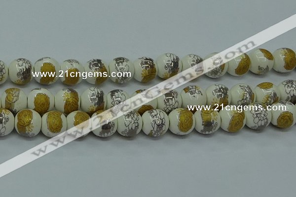 CPB753 15.5 inches 10mm round Painted porcelain beads