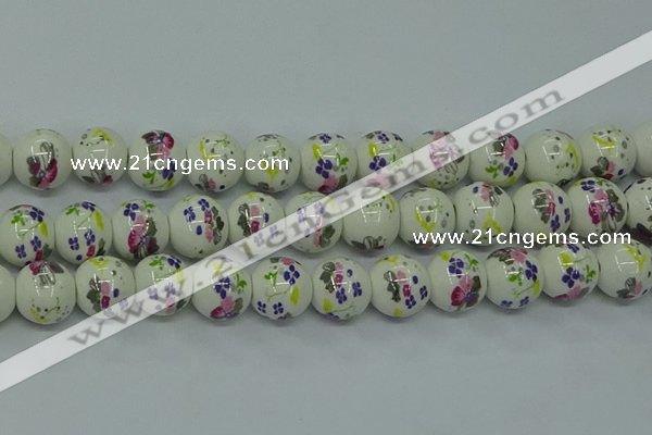 CPB771 15.5 inches 6mm round Painted porcelain beads