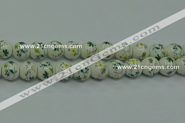 CPB781 15.5 inches 6mm round Painted porcelain beads