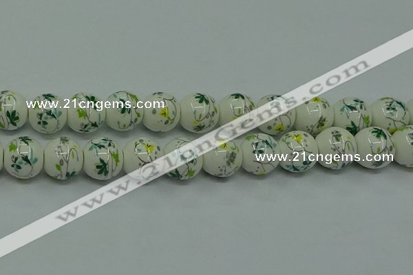 CPB782 15.5 inches 8mm round Painted porcelain beads