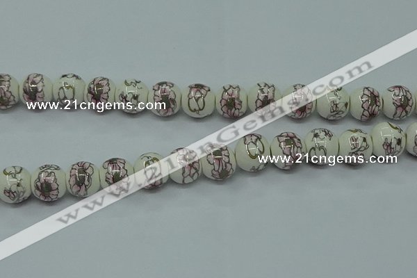 CPB792 15.5 inches 8mm round Painted porcelain beads