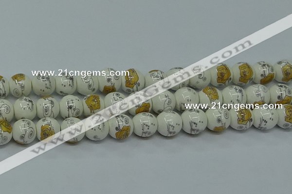 CPB803 15.5 inches 10mm round Painted porcelain beads