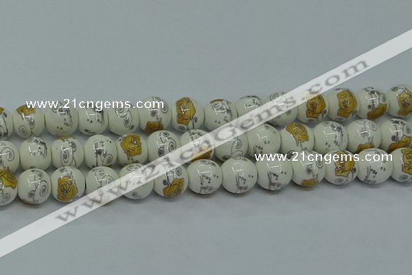 CPB805 15.5 inches 14mm round Painted porcelain beads