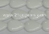 CPB91 15.5 inches 15*20mm flat teardrop white porcelain beads wholesale