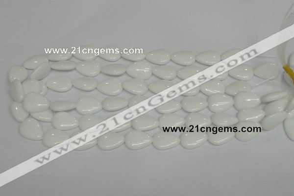 CPB91 15.5 inches 15*20mm flat teardrop white porcelain beads wholesale