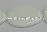 CPB94 15.5 inches 30*40mm flat teardrop white porcelain beads wholesale