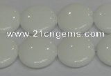 CPB98 15.5 inches 18mm flat round white porcelain beads wholesale